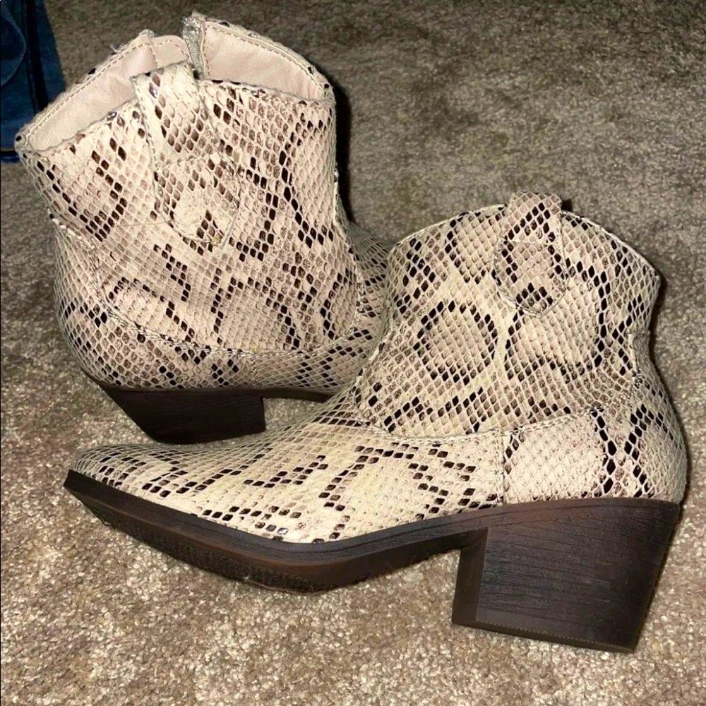 True Craft Snakeprint Ankle High Boots